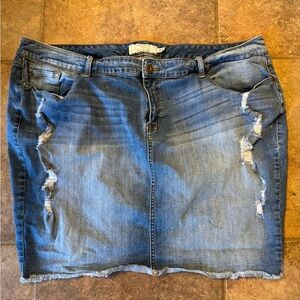 Torrid Blue Distressed Denim Pencil Skirt